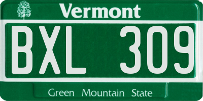 VT license plate BXL309