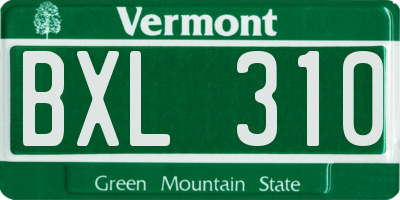 VT license plate BXL310