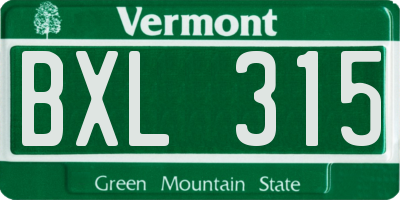 VT license plate BXL315