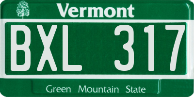 VT license plate BXL317