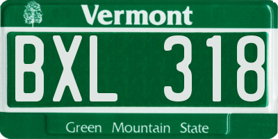 VT license plate BXL318