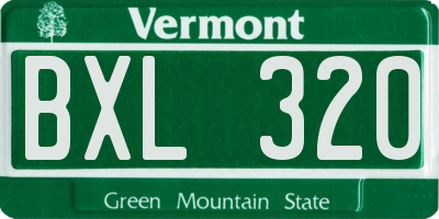 VT license plate BXL320