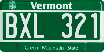VT license plate BXL321