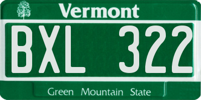 VT license plate BXL322