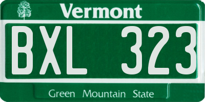 VT license plate BXL323