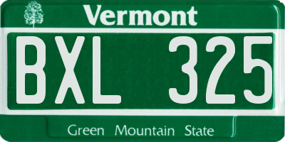 VT license plate BXL325