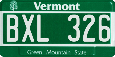 VT license plate BXL326