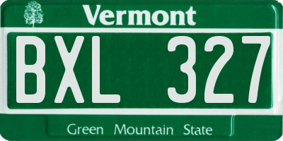 VT license plate BXL327