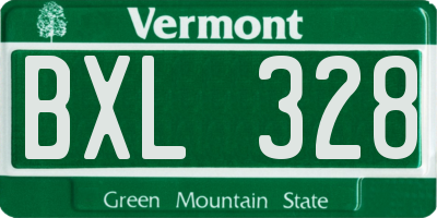 VT license plate BXL328
