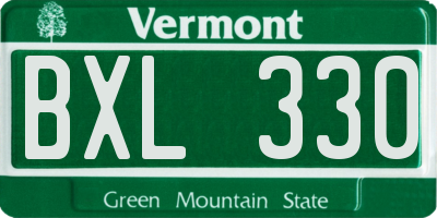 VT license plate BXL330