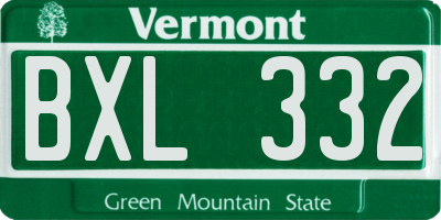 VT license plate BXL332