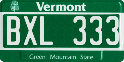 VT license plate BXL333