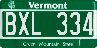 VT license plate BXL334