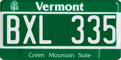 VT license plate BXL335
