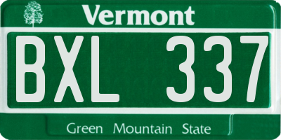 VT license plate BXL337