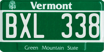 VT license plate BXL338