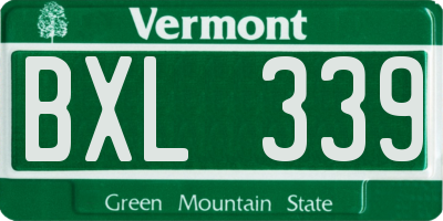 VT license plate BXL339