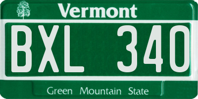 VT license plate BXL340