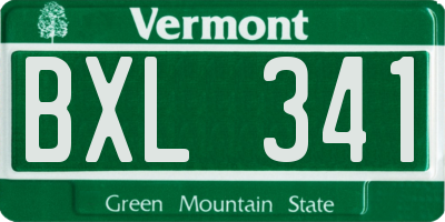 VT license plate BXL341