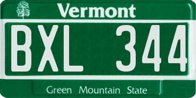 VT license plate BXL344