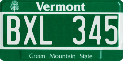 VT license plate BXL345