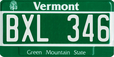 VT license plate BXL346