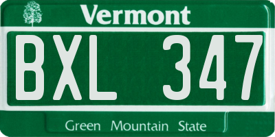 VT license plate BXL347
