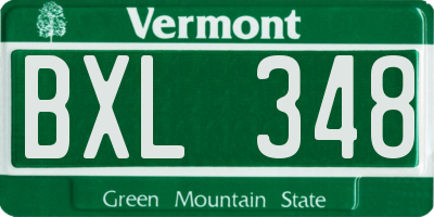 VT license plate BXL348