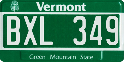 VT license plate BXL349