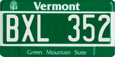 VT license plate BXL352