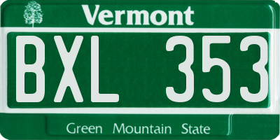 VT license plate BXL353