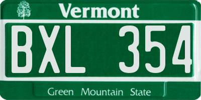 VT license plate BXL354