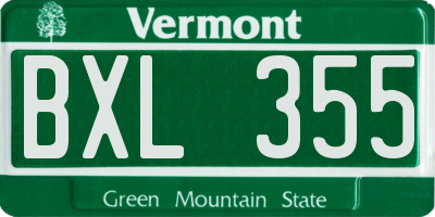 VT license plate BXL355