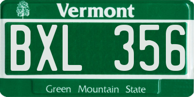 VT license plate BXL356