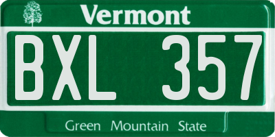 VT license plate BXL357
