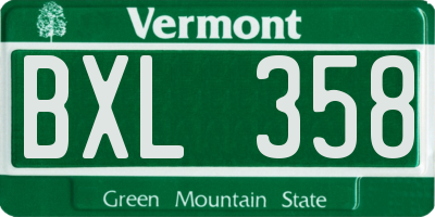 VT license plate BXL358