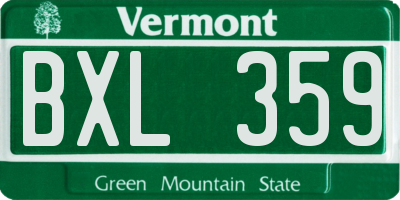 VT license plate BXL359