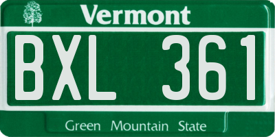 VT license plate BXL361