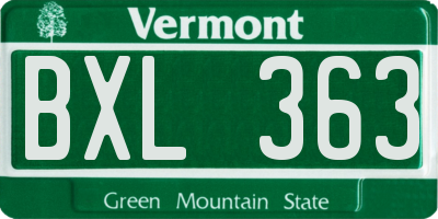 VT license plate BXL363