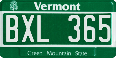 VT license plate BXL365