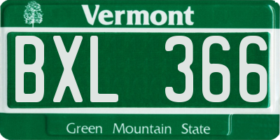 VT license plate BXL366