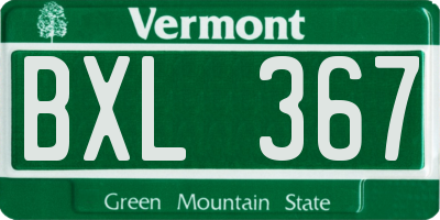 VT license plate BXL367