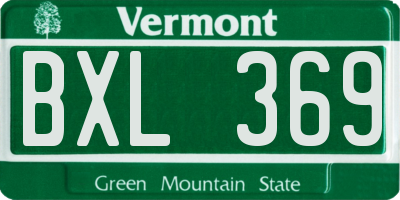 VT license plate BXL369