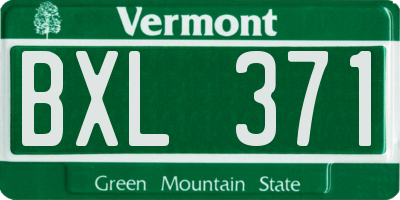 VT license plate BXL371
