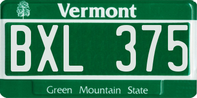 VT license plate BXL375