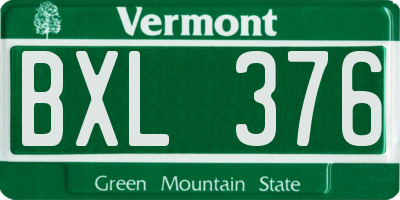 VT license plate BXL376