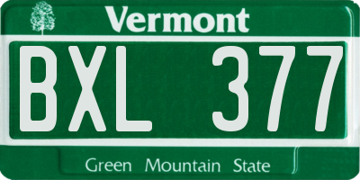 VT license plate BXL377