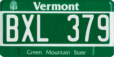 VT license plate BXL379