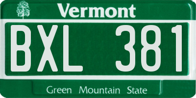 VT license plate BXL381