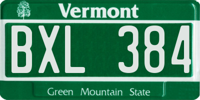 VT license plate BXL384